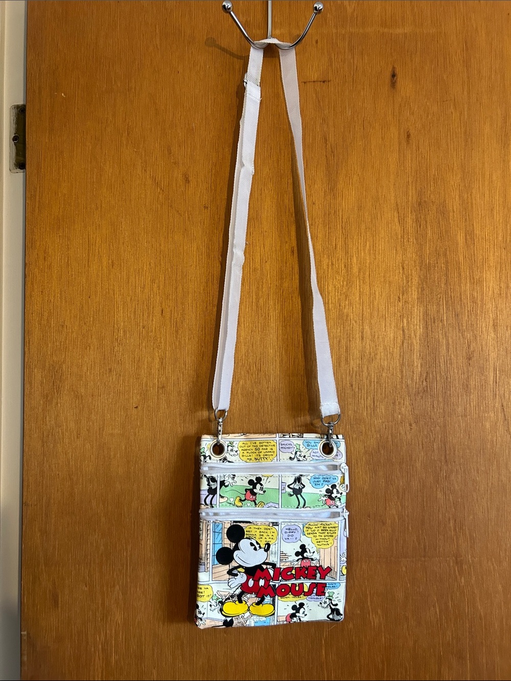 Mickey Mouse Comic Print Crossbody Bag in White